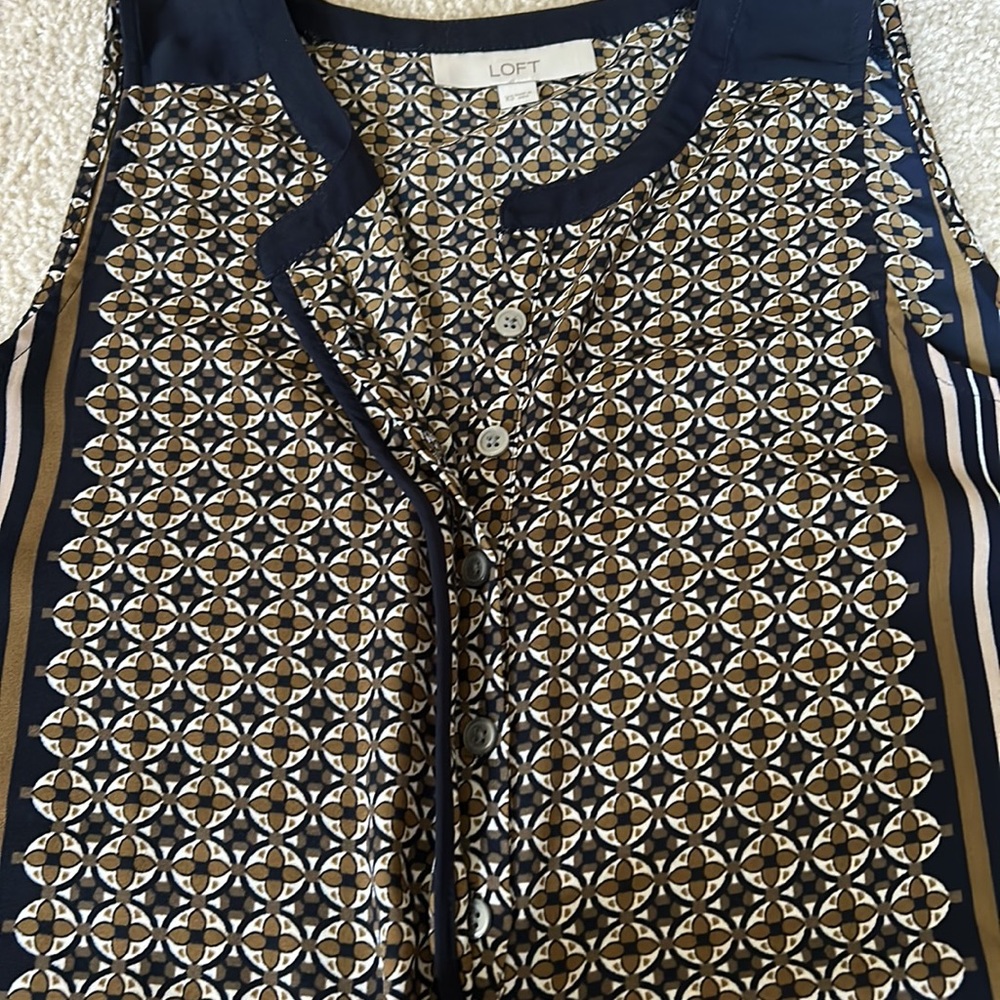 Loft Printed Top XS Dark Navy Blue - Picture 5 of 10